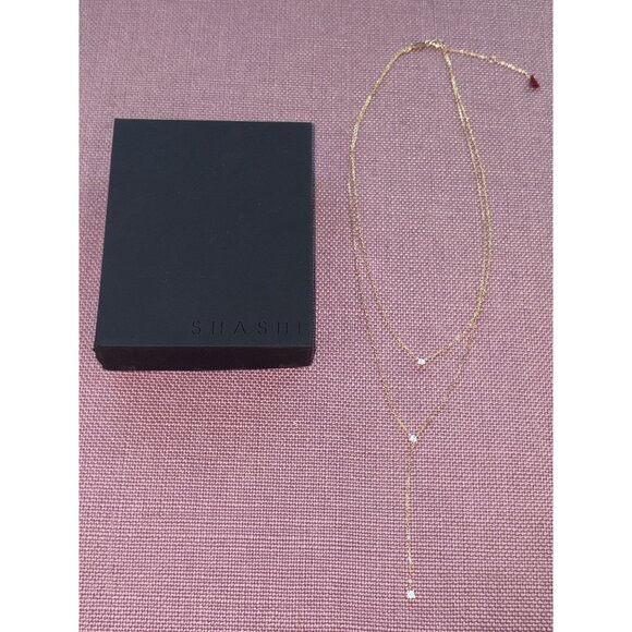 SHASHI Gold Double Layer Necklace - Picture 3 of 5